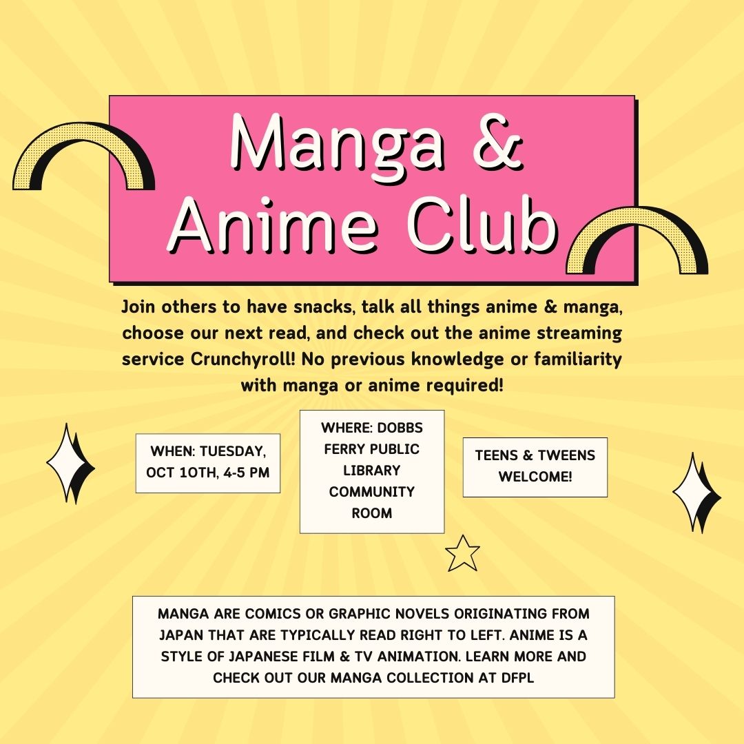 Teen Manga and Anime Club (Registration Requested) - Dobbs Ferry Library